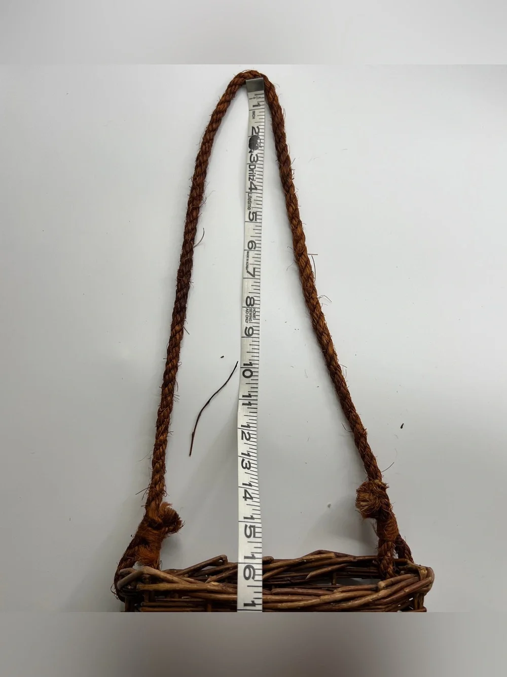 Brown Wicker Woven door basket outdoors bag purse with rope handle